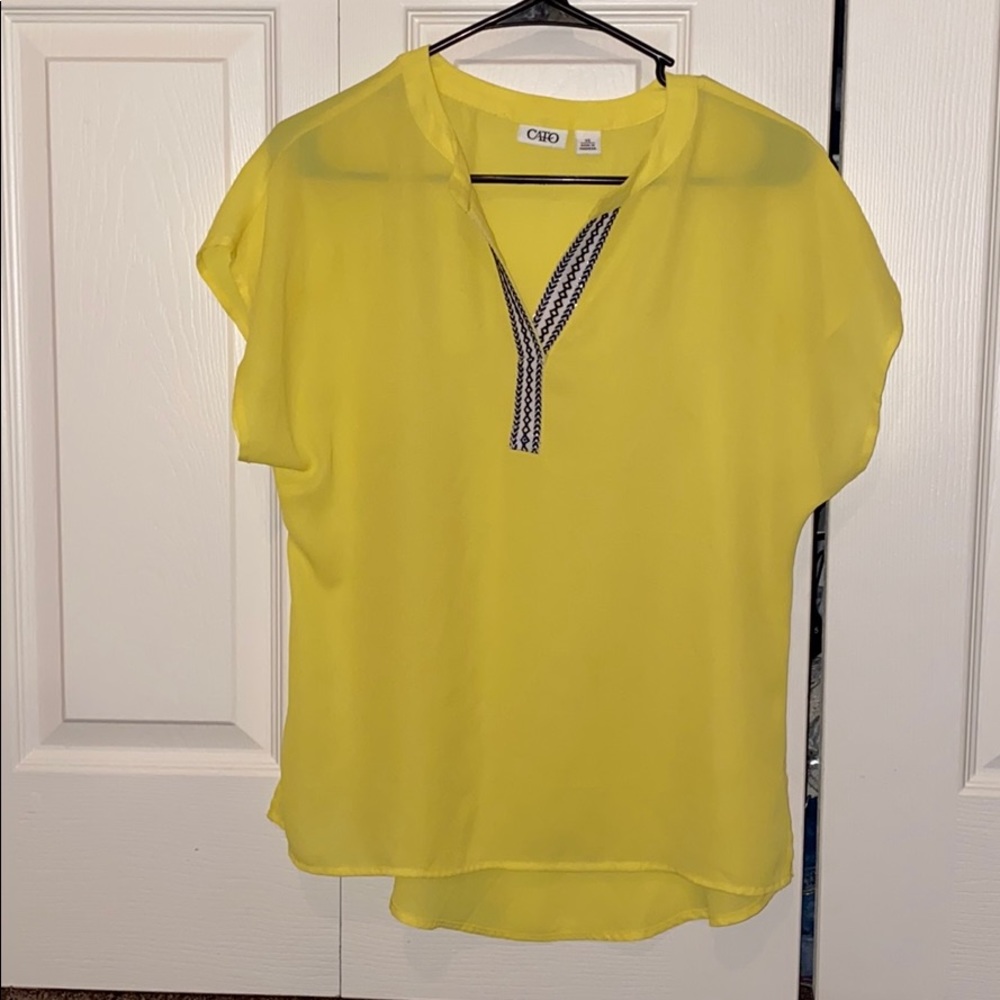 sheer yellow business casual top
